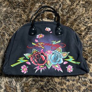 Ed Hardy Black Floral Women's Travel/Overnight Bag